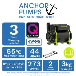 Salamander CT55+ Xtra 1.6 Bar Single Positive Head Shower Pump (Inlet Isolators) With Noise Vibration Reduction Technology