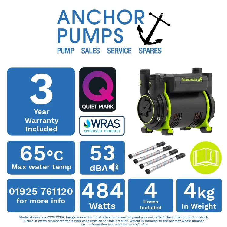 Salamander CT75 Xtra 2.0 Bar Twin Positive Head Shower Pump With Noise Vibration Reduction Technology 2 Salamander CT75 Xtra 2.0 Bar Twin Positive Head Shower Pump With Noise Vibration Reduction Technology - Image 2