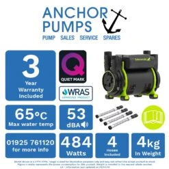 Salamander CT75+ Xtra 2.0 Bar Twin Positive Head Shower Pump (Inlet Isolators) With Noise Vibration Reduction Technology