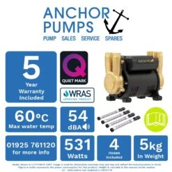 Salamander CT Force 20PT 2.0 Bar Brass Twin Positive Head Shower Pump With Noise Vibration Reduction Technology