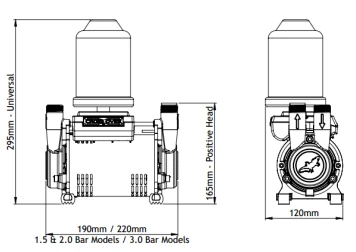 Salamander CT Force 15TU 1.5 Bar Brass Universal Twin Negative Head Shower Pump With Noise Vibration Reduction Technology 3 Salamander CT Force 15TU 1.5 Bar Brass Universal Twin Negative Head Shower Pump With Noise Vibration Reduction Technology - Image 3