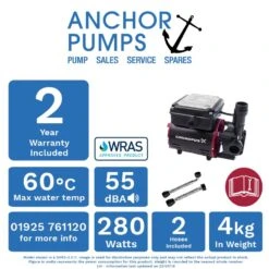 Grundfos SSR2-2.0 C Single Impeller Regenerative Shower Booster Pump (x2 Hoses Inc.) -Electro Mechenical Shop g3wtt