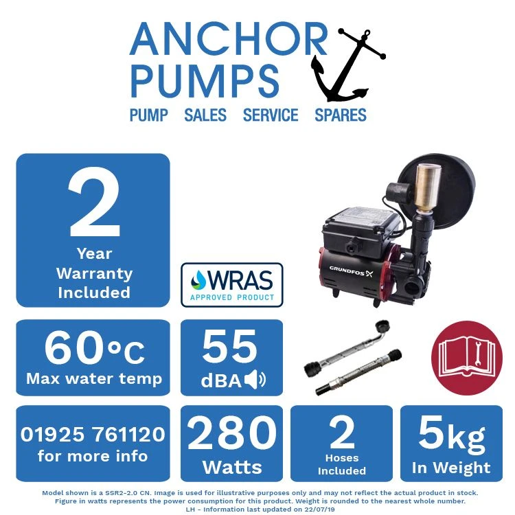 Grundfos SSR2-2.0 CN Single Impeller Universal Regenerative Shower Booster Pump (x2 Hoses Inc.) 4 Grundfos SSR2-2.0 CN Single Impeller Universal Regenerative Shower Booster Pump (x2 Hoses Inc.) - Image 4