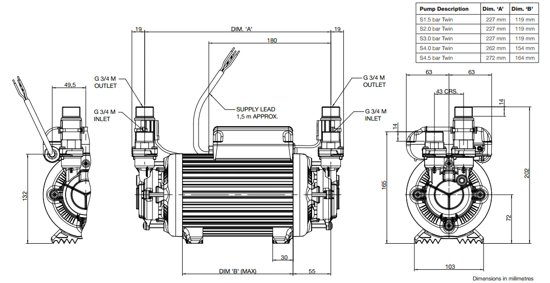 Stuart Turner Monsoon S1.5 Bar Positive Head Twin 'Super Silent' Booster Pump 240V 4 Stuart Turner Monsoon S1.5 Bar Positive Head Twin 'Super Silent' Booster Pump 240V - Image 4