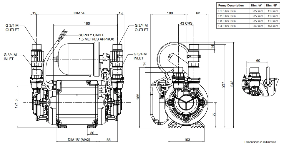 Stuart Turner Monsoon U4.0 Bar Negative Head Twin Booster Pump 240V 4 Stuart Turner Monsoon U4.0 Bar Negative Head Twin Booster Pump 240V - Image 4