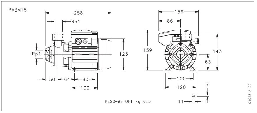 Lowara PABRM15 Brass Peripheral End Suction Booster Pump 240V 3 Lowara PABRM15 Brass Peripheral End Suction Booster Pump 240V - Image 3
