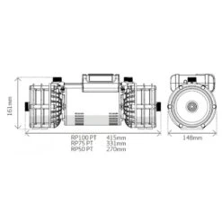 Salamander RP75PT 2.0 Bar Twin Impeller Positive Centrifugal Bathroom Pump 7 Salamander RP75PT 2.0 Bar Twin Impeller Positive Centrifugal Bathroom Pump -Electro Mechenical Shop rp pt dimensions 1 1