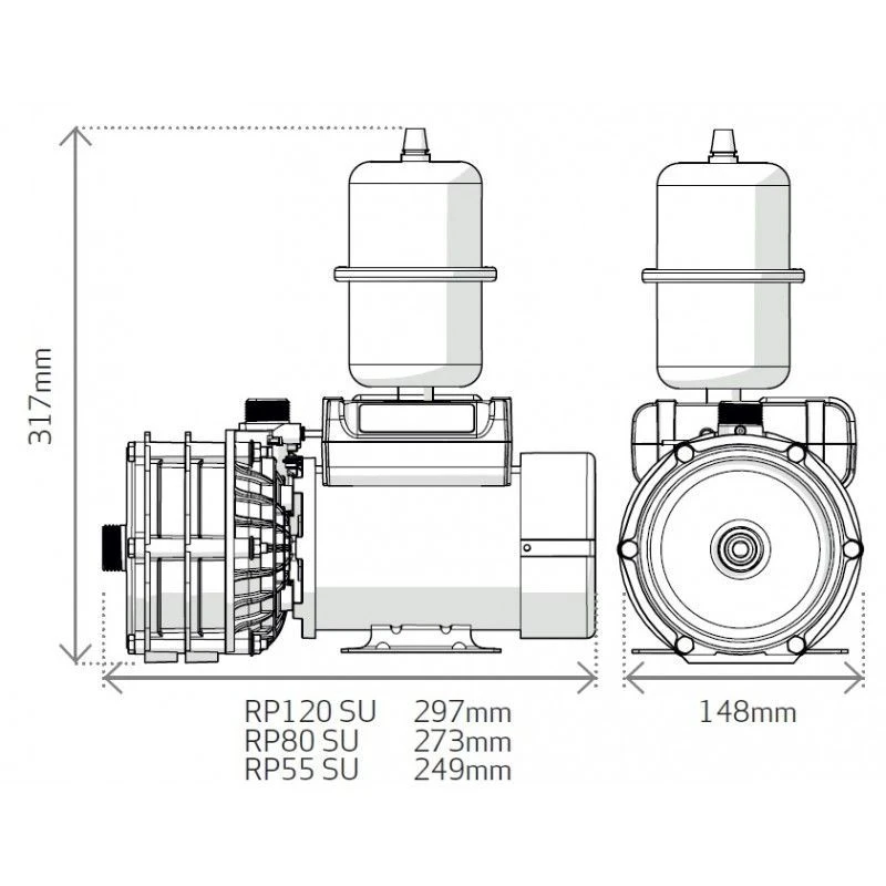 Salamander RP120PS Replaced With RP120SU 3.6 Bar Single Impeller Positive Centrifugal Shower Pump 3 Salamander RP120PS Replaced With RP120SU 3.6 Bar Single Impeller Positive Centrifugal Shower Pump - Image 3
