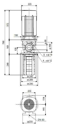 Grundfos MTR 64 2/1-1 A F A HUUV 4kW Stainless Steel Vertical Immersible Pump 415v 3 Grundfos MTR 64 2/1-1 A F A HUUV 4kW Stainless Steel Vertical Immersible Pump 415v - Image 3