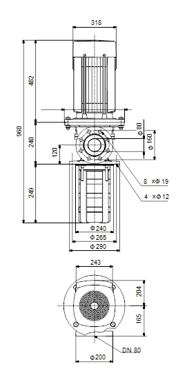 Grundfos MTR 64 2/2-1 A F A HUUV 11kW Stainless Steel Vertical Immersible Pump 415v 3 Grundfos MTR 64 2/2-1 A F A HUUV 11kW Stainless Steel Vertical Immersible Pump 415v - Image 3