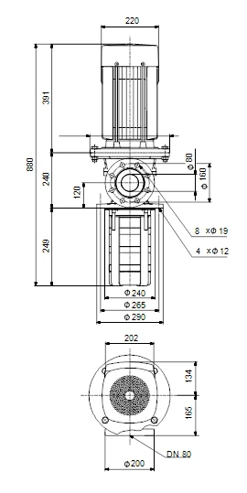 Grundfos MTR 64 2/1 A F A HUUV 5.5kW Stainless Steel Vertical Immersible Pump 415v 3 Grundfos MTR 64 2/1 A F A HUUV 5.5kW Stainless Steel Vertical Immersible Pump 415v - Image 3