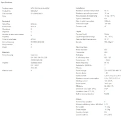 Grundfos MTH 2 6/6 A W A AQQV 1.1kW Stainless Steel Immersible Pump 415v -Electro Mechenical Shop scmreenshot product selection classic.grundfos.com 2021.02.02 15 45 52