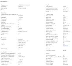 Grundfos MTR 8 9/9 A W A HUUV 3kW Stainless Steel Vertical Immersible Pump 415v -Electro Mechenical Shop scnreenshot product selection classic.grundfos.com 2021.01.23 11 23 54