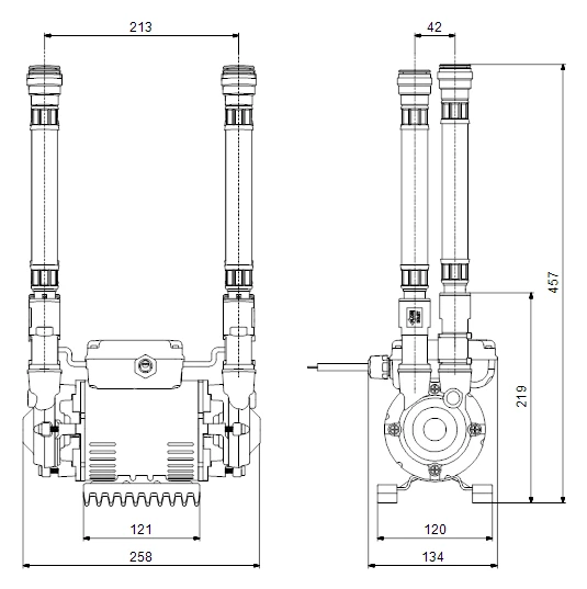Grundfos Amazon STP-3.0B (AP029) Brass Twin Impeller Heavy Duty Positive Head Shower Pump (x4 Hoses Inc.) 3 Grundfos Amazon STP-3.0B (AP029) Brass Twin Impeller Heavy Duty Positive Head Shower Pump (x4 Hoses Inc.) - Image 3