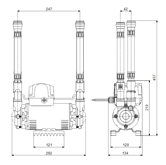 Grundfos Amazon STP-4.0B (AP052) Brass Twin Impeller Heavy Duty Positive Head Shower Pump (x4 Hoses Inc.) 3 Grundfos Amazon STP-4.0B (AP052) Brass Twin Impeller Heavy Duty Positive Head Shower Pump (x4 Hoses Inc.) - Image 3