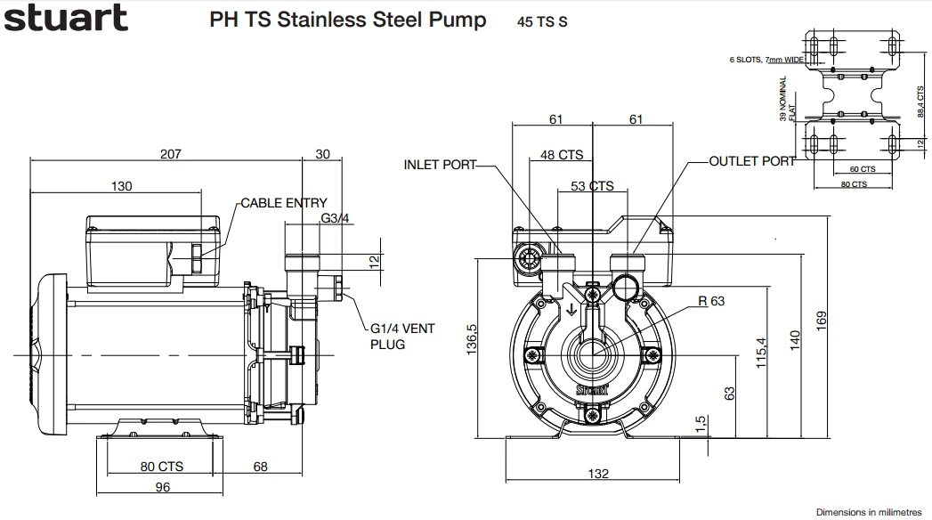 Stuart Turner PH 45 TS S Stainless Steel Peripheral Booster Pump (SS Impeller - EPDM/PTFE/Al.Oxide Seals) 240V 3 Stuart Turner PH 45 TS S Stainless Steel Peripheral Booster Pump (SS Impeller - EPDM/PTFE/Al.Oxide Seals) 240V - Image 3