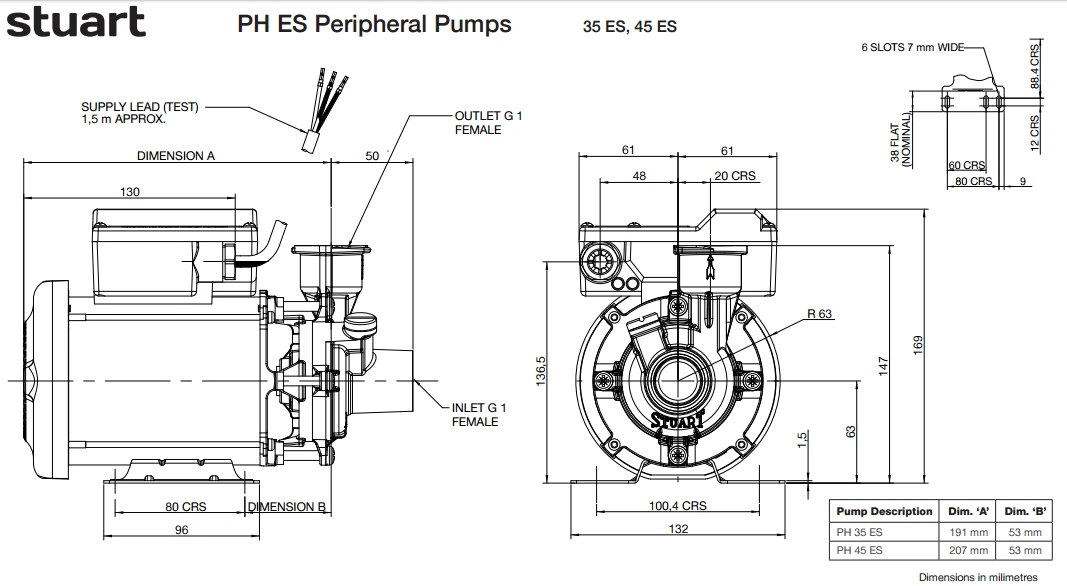 Stuart Turner PH 45 ES Brass Peripheral Booster Pump (Brass Impeller - Vit/Car/Sil Seals) 240V 3 Stuart Turner PH 45 ES Brass Peripheral Booster Pump (Brass Impeller - Vit/Car/Sil Seals) 240V - Image 3