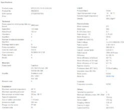 Grundfos MTR 8 3/3-1 A W A HUUV 0.75kW Stainless Steel Vertical Immersible Pump 415v -Electro Mechenical Shop scrreenshot product selection classic.grundfos.com 2021.01.23 09 23 04