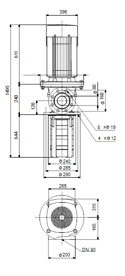 Grundfos MTR 45 7/7-2 A F A HUUV 30kW Stainless Steel Vertical Immersible Pump 415v 3 Grundfos MTR 45 7/7-2 A F A HUUV 30kW Stainless Steel Vertical Immersible Pump 415v - Image 3