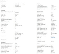 Grundfos MTR 15 2/2 A W A HUUV 2.2kW Stainless Steel Vertical Immersible Pump 415v -Electro Mechenical Shop secreenshot product selection classic.grundfos.com 2021.01.26 08 04 31