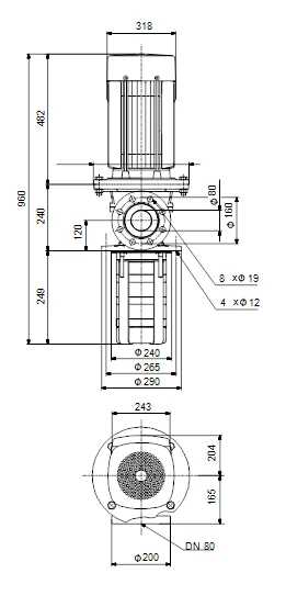 Grundfos MTR 64 2/2 A F A HUUV 11kW Stainless Steel Vertical Immersible Pump 415v 3 Grundfos MTR 64 2/2 A F A HUUV 11kW Stainless Steel Vertical Immersible Pump 415v - Image 3