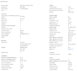 Grundfos MTR 20 5/5 A W A HUUV 5.5kW Stainless Steel Vertical Immersible Pump 415v -Electro Mechenical Shop smcreenshot product selection classic.grundfos.com 2021.01.26 16 13 35