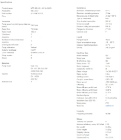 Grundfos MTR 45 2/1-1 A F A HUUV 3kW Stainless Steel Vertical Immersible Pump 415v -Electro Mechenical Shop srcreenshot product selection classic.grundfos.com 2021.01.28 09 24 20