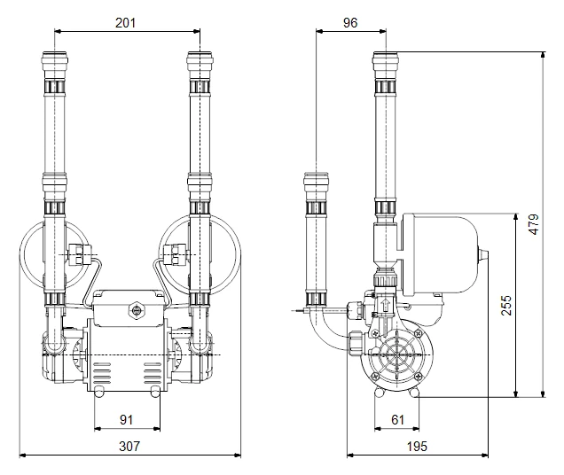 Grundfos STR2-1.5 CN Twin Impeller Universal Regenerative Shower Booster Pump (x4 Hoses Inc.) 3 Grundfos STR2-1.5 CN Twin Impeller Universal Regenerative Shower Booster Pump (x4 Hoses Inc.) - Image 3