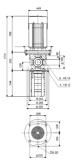 Grundfos MTR 64 8/8-2 A F A HUUV 45kW Stainless Steel Vertical Immersible Pump 415v 3 Grundfos MTR 64 8/8-2 A F A HUUV 45kW Stainless Steel Vertical Immersible Pump 415v - Image 3