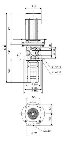 Grundfos MTR 45 6/6-2 A F A HUUV 22kW Stainless Steel Vertical Immersible Pump 415v 3 Grundfos MTR 45 6/6-2 A F A HUUV 22kW Stainless Steel Vertical Immersible Pump 415v - Image 3